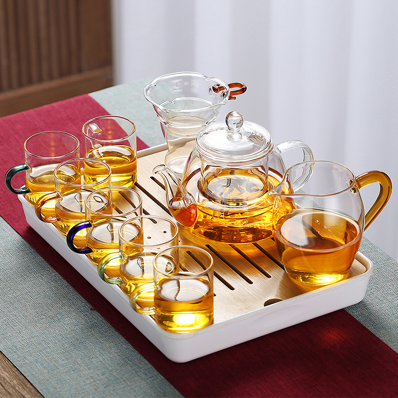 Glass Kung fu tea furniture set high temperature resistant home living room minimalist Gongfu tea office Guest Tea Cup Tea Tea Pot