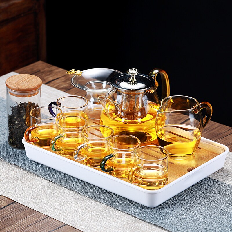 Glass Kung fu tea furniture set high temperature resistant home living room minimalist Gongfu tea office small set tea cup tea tea pot