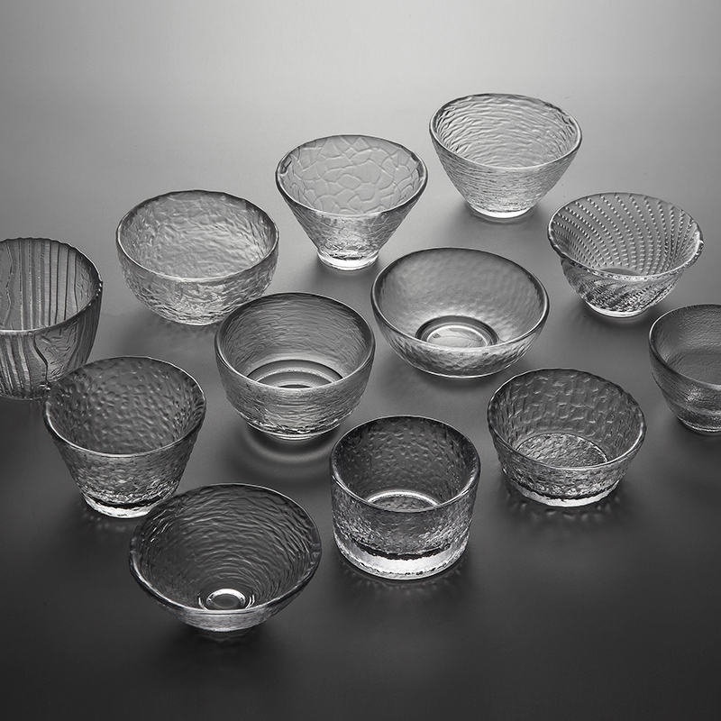Japanese hammer glass kung fu cup cup cup cup cup Tea cup with hot crystal transparent tea set single cup owner bowl