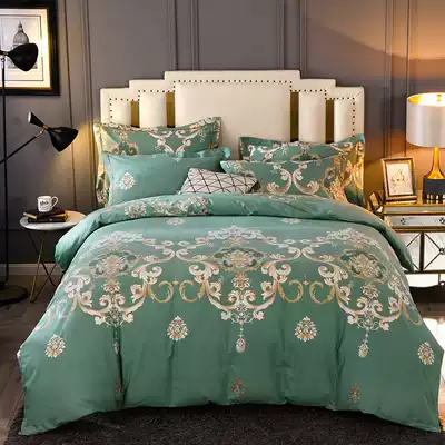 Cotton ecological grinding four-piece set thickened 1 8m bed Autumn and winter cotton quilt cover sheets bedding three-piece set