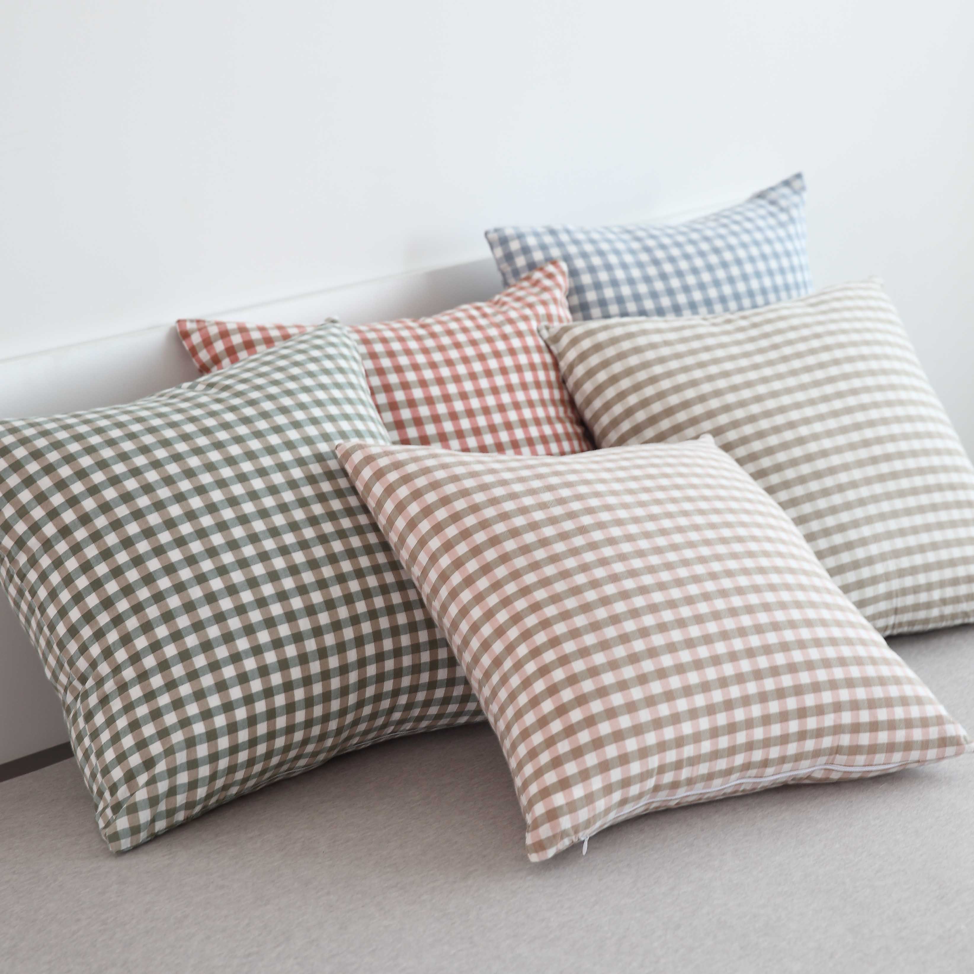 Pillow Plaid car office simple waist pillow waist protection sofa cushion case pillowcase cotton cushion water washing Cotton