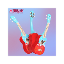 Wooden Wanshijia Childrens Wooden Ukulele Beginner Guitar Playable for Boys and Girls Baby Birthday Gift