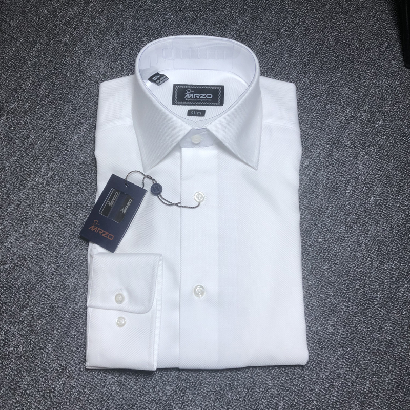 Mrzo All-Cotton Imported Fabric European and American Men's Business Formal Wear Anti-Wrinkle Long-Sleeve Shirt Business Style Grain Pattern