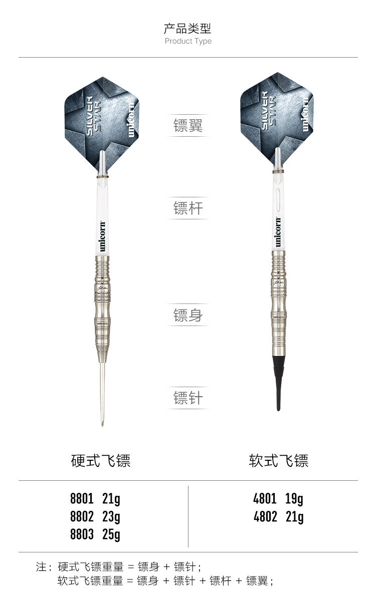 UNICORN Unicorn Chuyên nghiệp cạnh tranh cứng Vonfram phi tiêu thẳng mềm kim phi tiêu - Darts / Table football / Giải trí trong nhà bộ phi tiêu nam châm