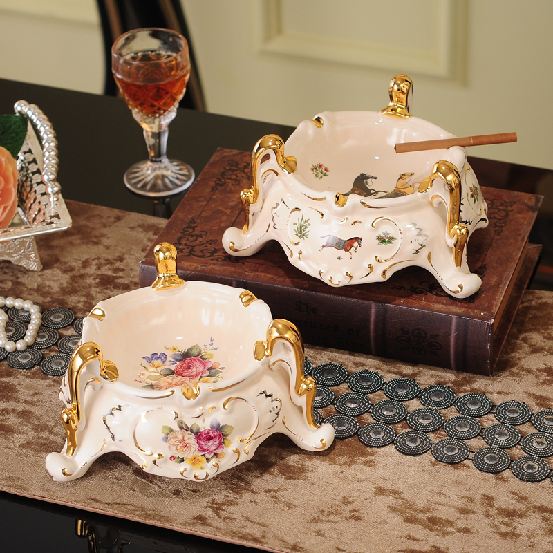 Smoking ashtray Ceramic European-style upscale Big room Office Home KTV Decorative Pendulum gifts