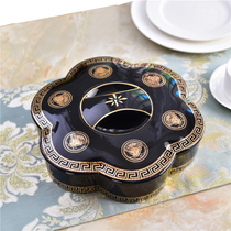 European style dry fruit plate Ceramic fruit plate Black nut snack candy box Creative dry fruit box grid with lid