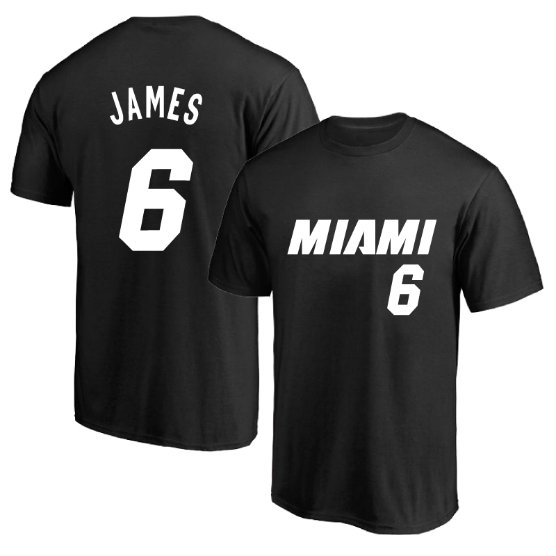Miami Heat No. 6 Lebron James Jersey Training Uniform Pure Cotton Short-Sleeved T-Shirt Basketball Sports Half-Sleeve