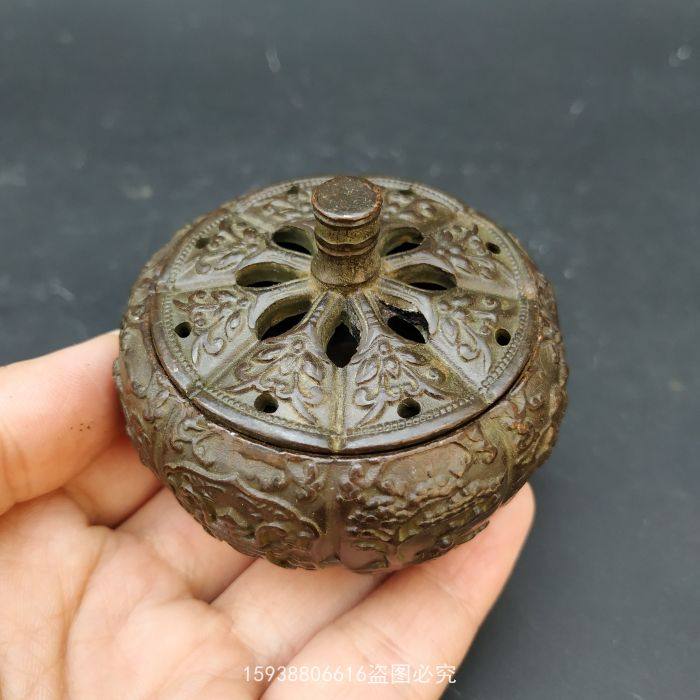 Antique Ancient Play Bronze Ware Antique Collection Alloy Imitation Pure Bronze Sushi Mini Pocket Retro Pumpkin Incense Stove-Taobao