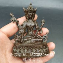 Antique antique copperware antique collection alloy imitation pure copper Tibetan Tantric Buddha statue three-faced Buddha not empty silk rope Guanyin