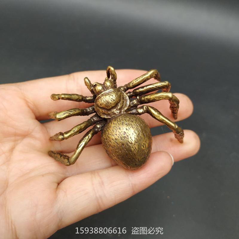 Antique Solid Brass Pure Copper Five Poison Spider Desktop Mini Decoration Retro Tea Pet Tea Play Antique Antique Collection
