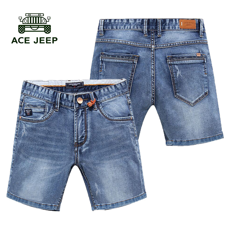 Summer Thin Stretch Denim Shorts for Men, Casual Korean Style, Slim Fit, Loose Five-Point Pants, Seven-Point Mid-Length Pants