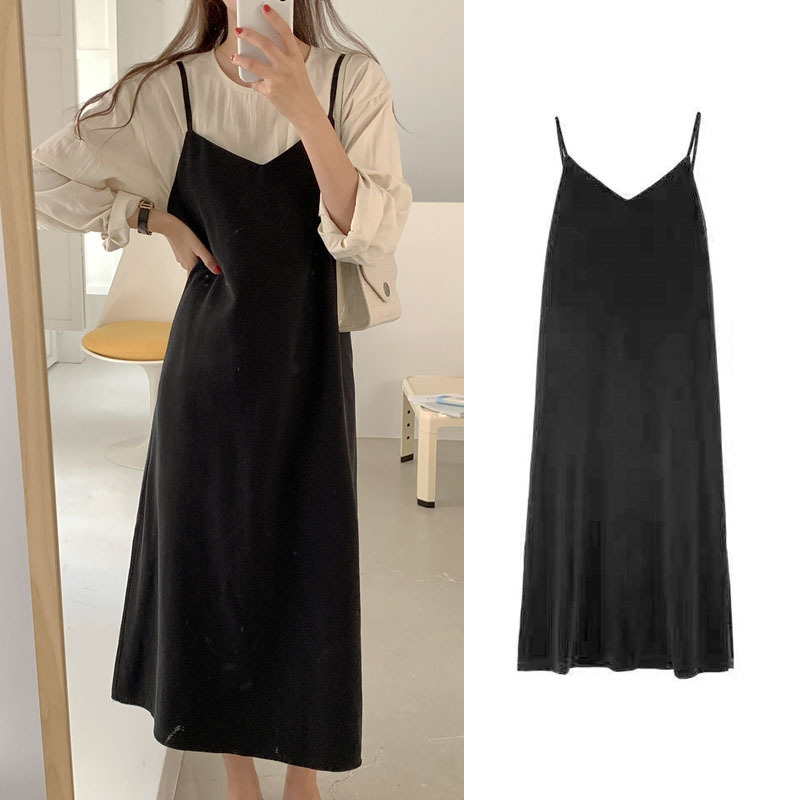 Suit-Style Suspender Dress for Women, V-Neck Layered Walking Dress, Loose Outerwear Dress, Can Be Worn Alone or as an Inner Layer, Sleeveless A-Line Dress for Women Suit-Style Suspender Dress for Women, V-Neck Layered Walking Dress, Loose Outerwear Dress, Can Be Worn Alone or as an Inner Layer, Sleeveless A-Line Dress for Women