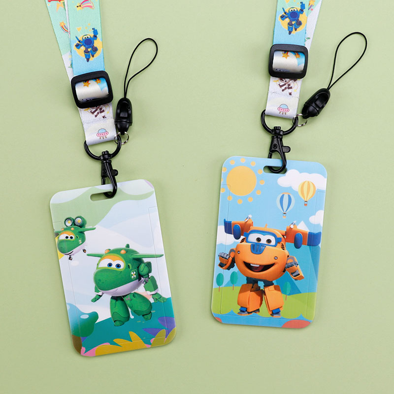 Cute Kindergarten pick-up and drop sleeve Hard shell Super Flying Man Student Campus Hanging Neck Breast Board Bus Card Protective Sleeve