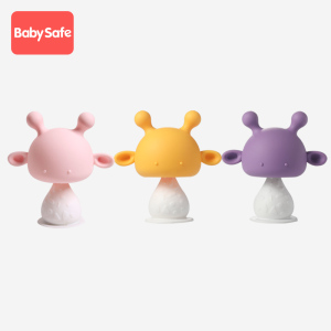 babysafe牙胶小鹿蘑菇婴儿磨牙棒宝宝咬牙玩具硅胶可水煮吃手神器