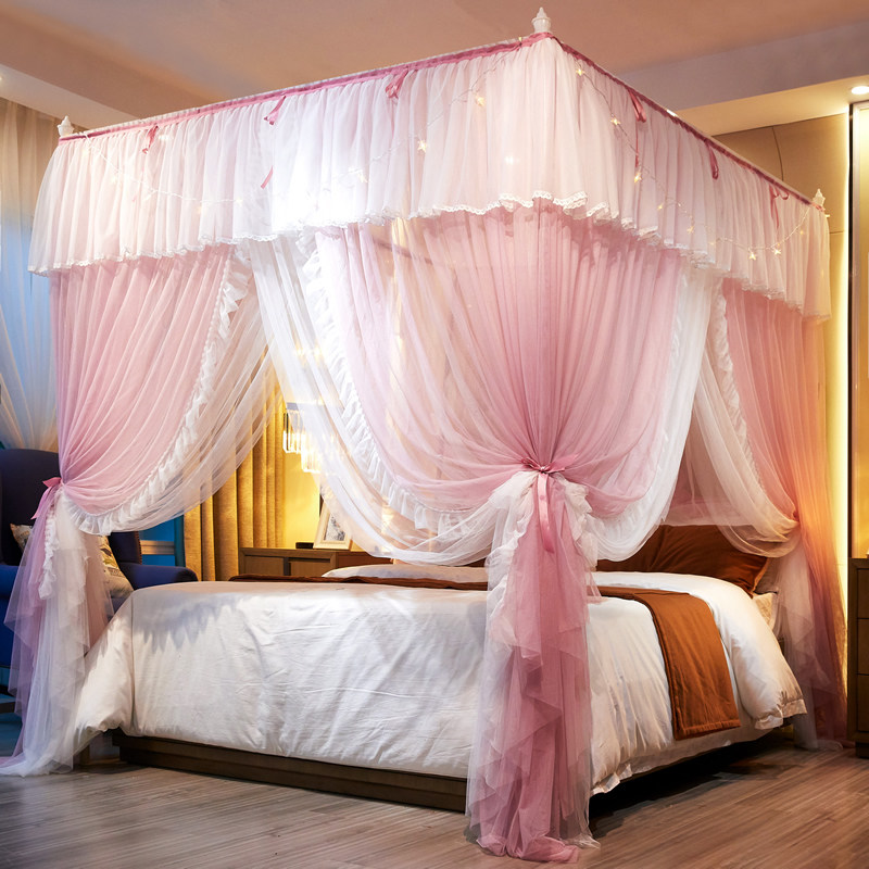 Double-layer princess mosquito net 1.8m bed 1.5m home simple 2m floor bracket 1.2m bed court three doors