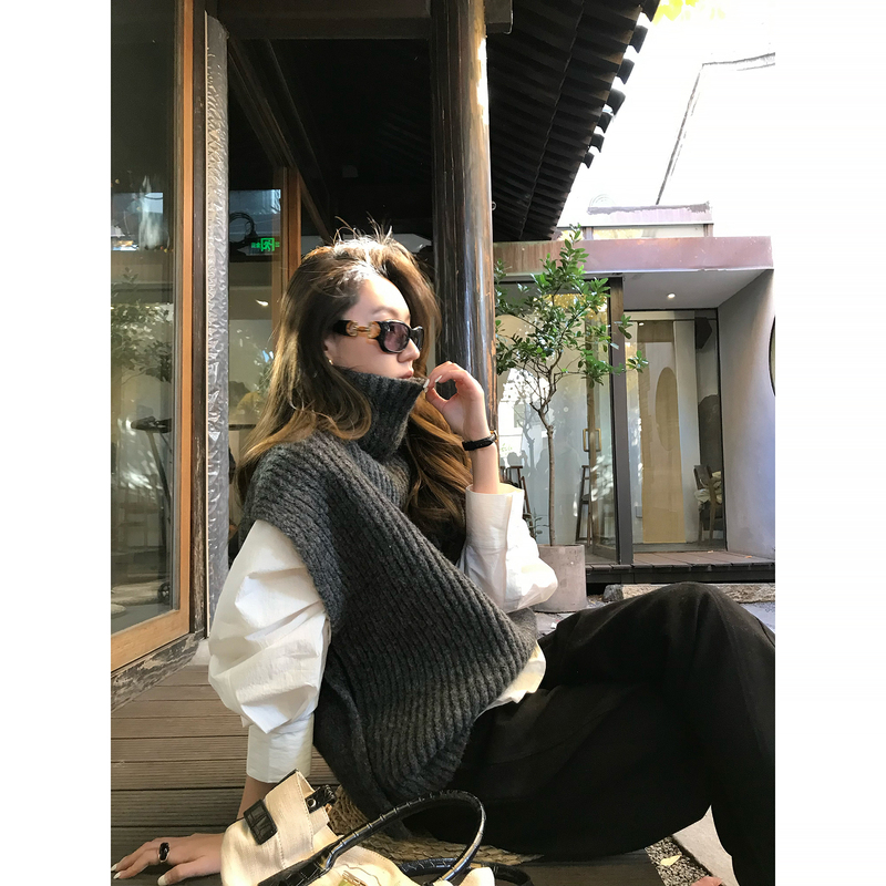 Gakee Official Turtleneck Vest Sweater for Women, New Autumn and Winter Versatile Layering Sleeveless Knitted Top Gakee Official Turtleneck Vest Sweater for Women, New Autumn and Winter Versatile Layering Sleeveless Knitted Top