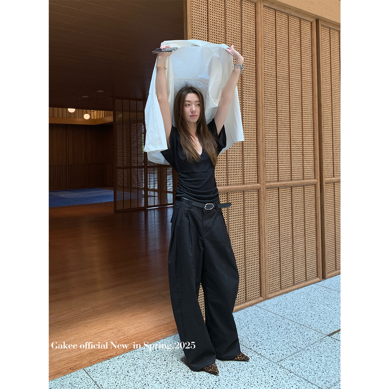 Zhaiaiaia Retro Design Casual Pants for Women, Summer Loose Floor-Length Wide-Leg Pants, Versatile Straight-Leg Long Pants Zhaiaiaia Retro Design Casual Pants for Women, Summer Loose Floor-Length Wide-Leg Pants, Versatile Straight-Leg Long Pants