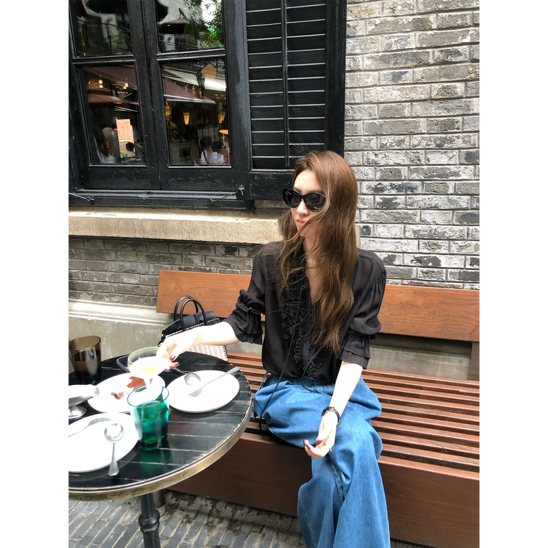 Gakee Official French Court Style Ruffled Chiffon Shirt for Women, Summer Cool and Breathable Sun Protection Top for Commuting Gakee Official French Court Style Ruffled Chiffon Shirt for Women, Summer Cool and Breathable Sun Protection Top for Commuting