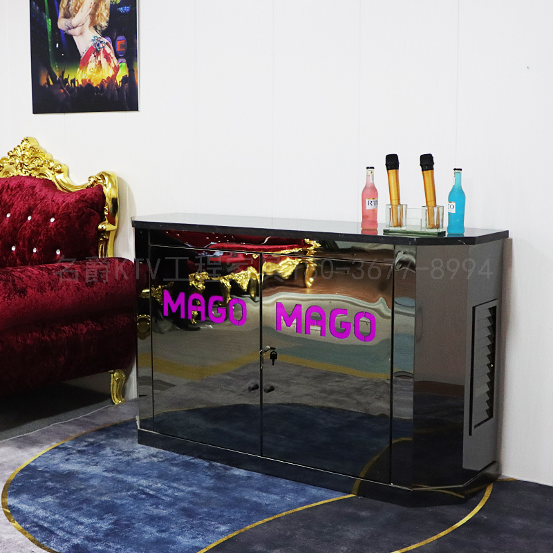 New KTV lengthened song cabinet stainless steel light luxury nightfield cabinet TV cabinet black titanium glowing point singer