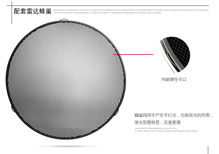 Sundway 60CM Bộ khuếch tán Radome Sóng Đa năng Lưới Tổ ong Baorongkou Studio Đèn Flash Lưới Radome Chụp ảnh Phụ kiện Chụp ảnh Phản xạ Radome - Phụ kiện máy ảnh DSLR / đơn