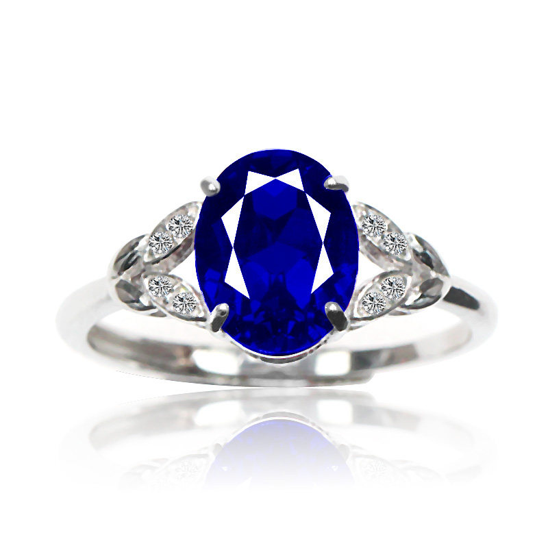 Leaf ring for women sapphire two carat tanzanite