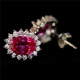 Серьги Princess Rose с турмалином Женственный драгоценный камень Корейский персональный дизайн Стерлинговое серебро Покрытие Розовое золото 18 карат Инкрустация бриллиантами Гипоаллергенный