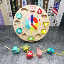 1-3-year-old baby educational toys boys and girls wooden digital shape cognitive clock children early education matching building blocks