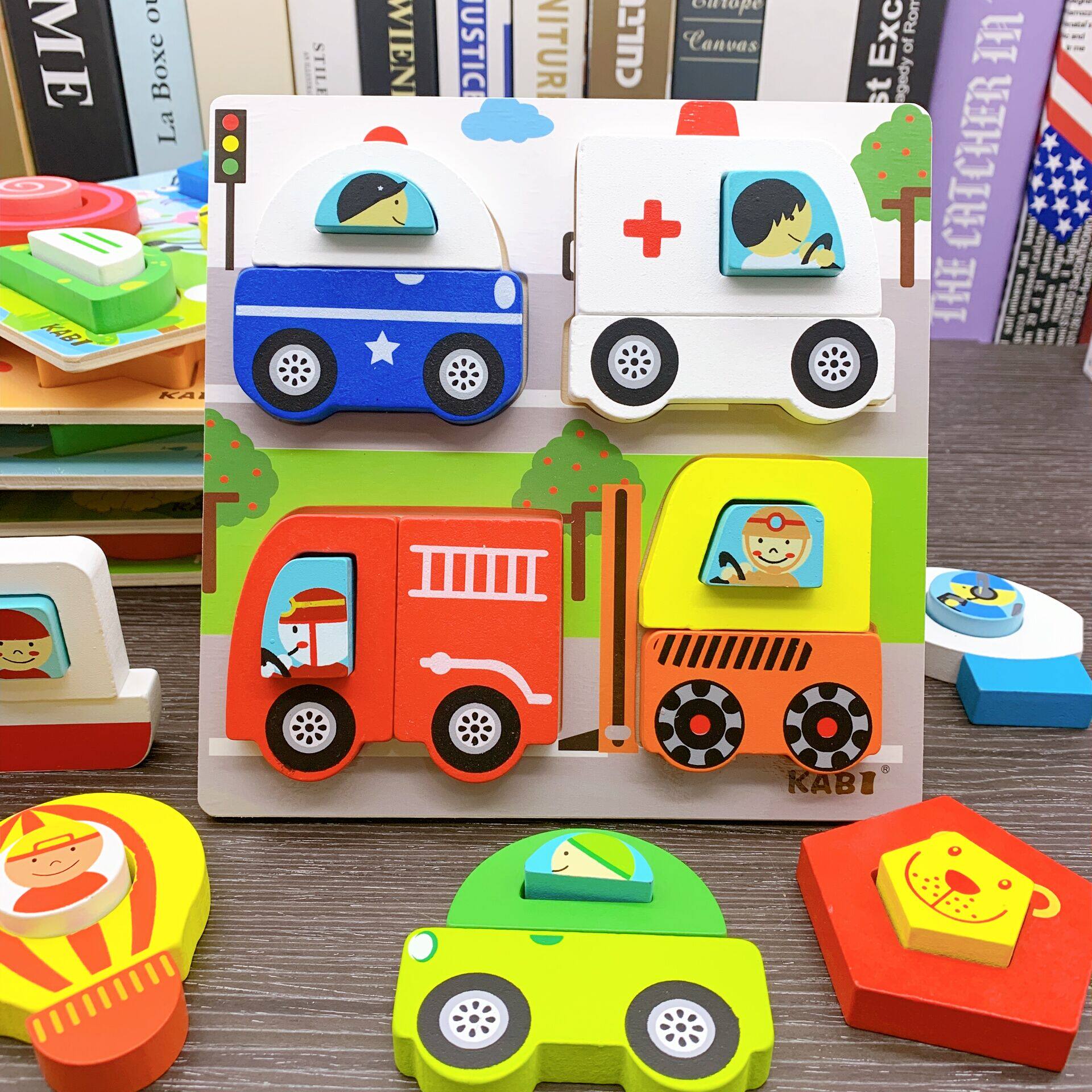 Children's Meng's early education Puzzle Solid Building Blocks Jigsaw Wooden Hand Grip Insert 1-3-year-old male baby girl's plate