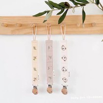 ins Korean baby embroidered bear pacifier anti-drop chain bite teether lanyard baby toy anti-lost clip