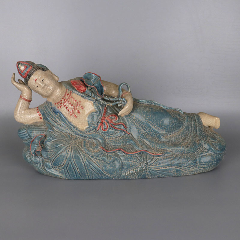 Post-Zhou Chai Kiln Plus Colorful Sleeping Buddha Imitation Unearthed Ancient Porcelain Ware Ancient Play Antique Jingdezhen Collection Pindu Temples Pendulum-Taobao