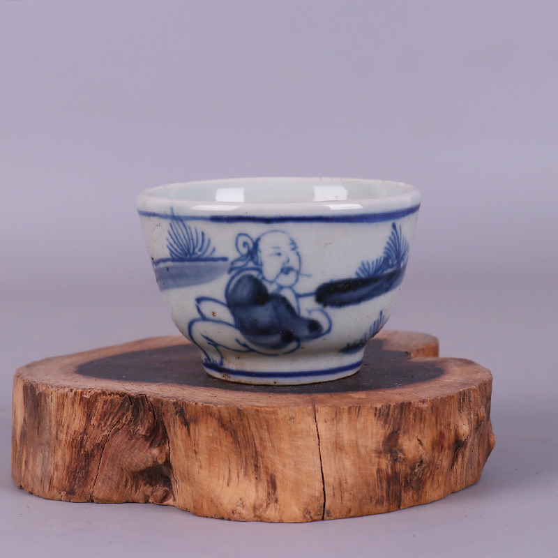 Ming blue and white Gaoshen small wine cup tea cup antique antique old goods porcelain collection daily use