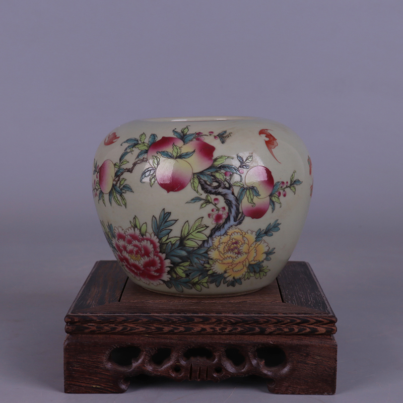 Qing Tongzhi year famille rose rich longevity picture jug antique antique antique porcelain vintage collection old object ornaments