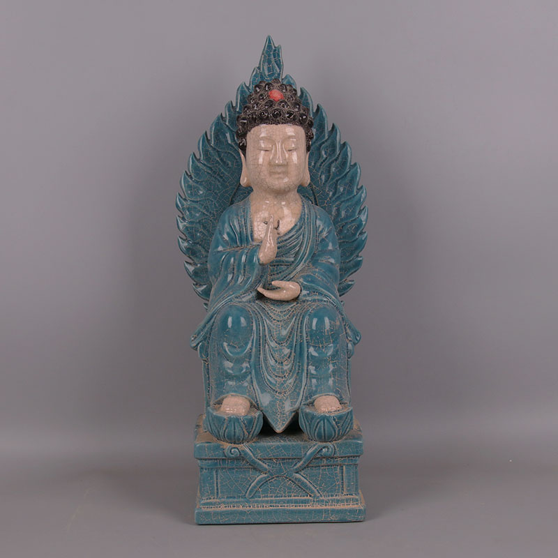 After Song Dynasty Zhou Chai Kiln Color Large backlight BodhisattBodhisattBodhisattva Buddha made old imitation ancient porcelain ancient play Dong unearthed collection of collection items