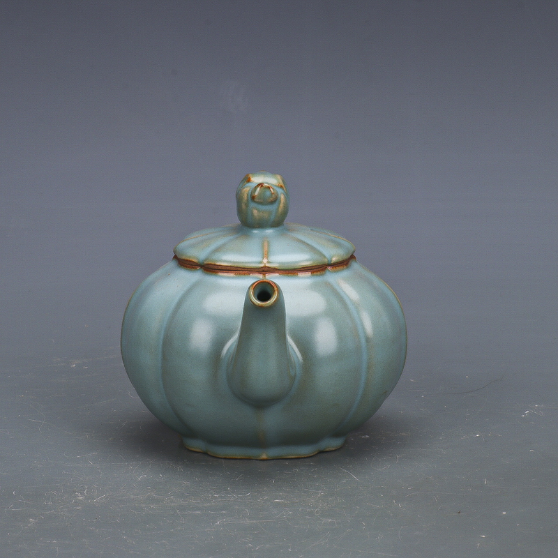 宋汝窯青釉清涼寺竹節瓜稜壺  現代工芸品 美術品 置物 宋汝窯青釉清涼寺竹節瓜稜壺 現代工芸品 美術品 置物 - メルカリ