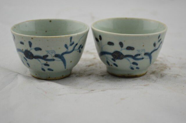 Jingdezhen antique imitation porcelain Ming Dynasty green flower tea cup Antiquity Ancient playing Old goods collection Daily Furnishing Imitation Ancient Ceramics-Taobao