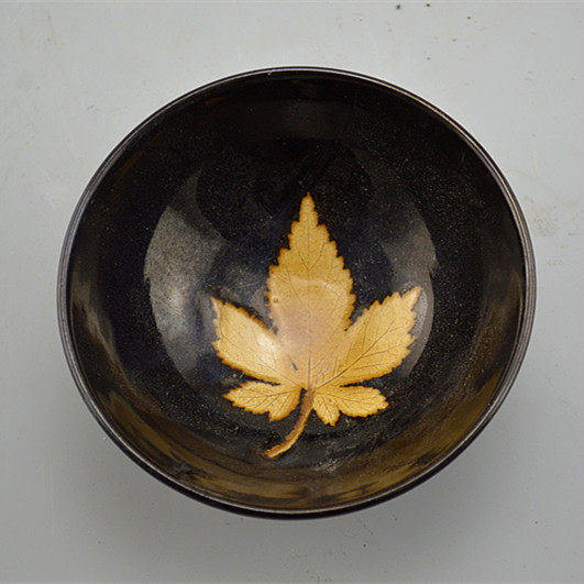 The Song Daiji Kiln High Temperature Kilns of Black Glaze Maple Leaf Tea Bowl Ceramic Daily Necessities Imitation Ancient Porcelain Collection Old Things Swing-Taobao