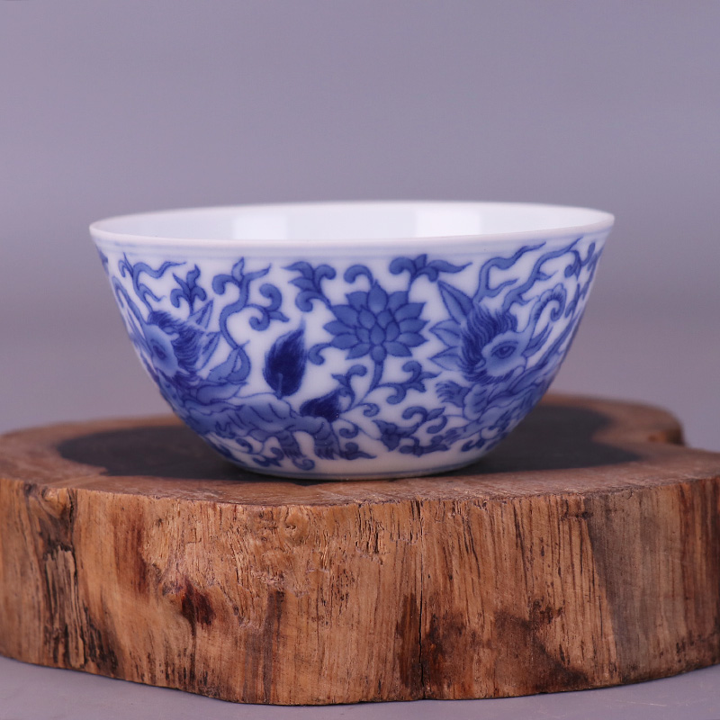 Ming Chenghua New Year Qing Flower Sea Lion Tut Thin Tire Cylinder Cup Imitation Ancient Porcelain Ancient Play Official Kiln Antique swing piece Jingdezhen Collection