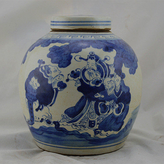 The old stock of the Republic of China is entirely handpainted with the old stock collection Qingflower Fulu Samsung old jar-Taobao