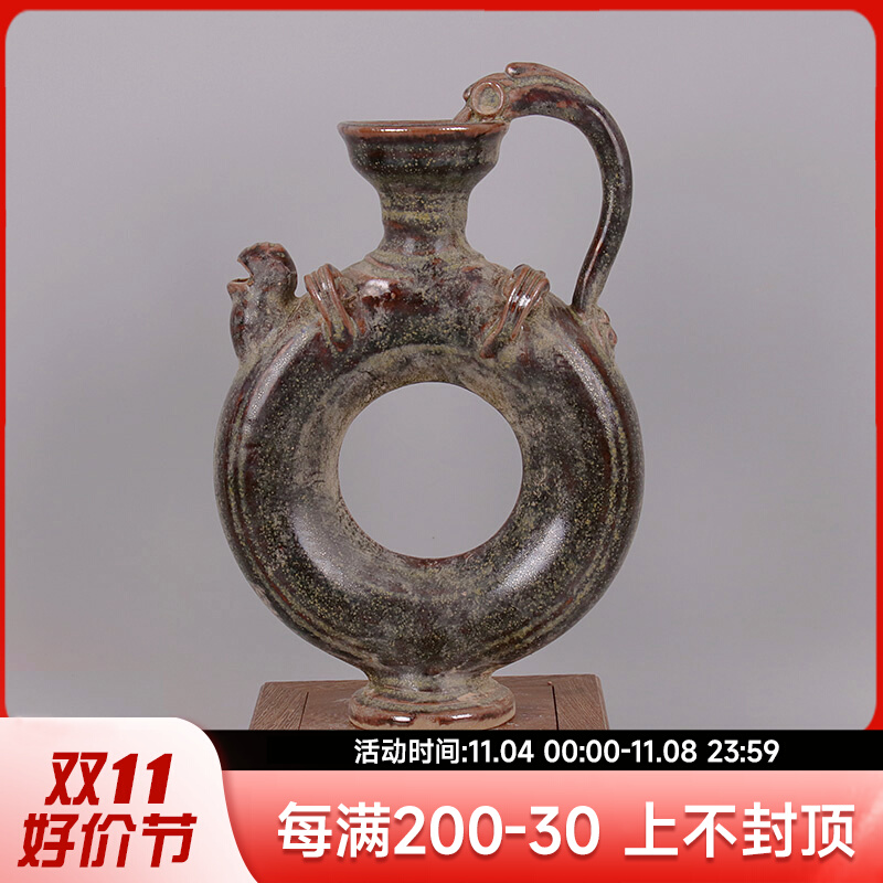 Song Yue Kiln tea ink glazed dragon handle Cock Head Center Jug Imitation Ancient Porcelain Ancient play Jingdezhen Collection goods Officer Kiln Pendulum Pieces-Taobao