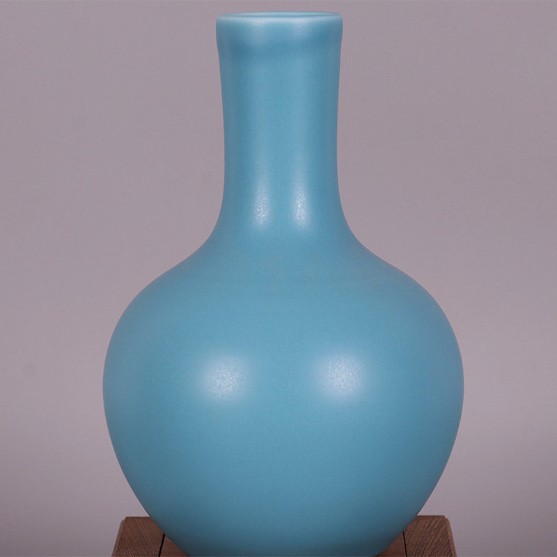 瓷器花瓶裝飾擺件古董清雍正天青色花天球瓶古玩瓷器擺件景德鎮單色釉花瓶古董古玩官窯 Yahoo奇摩拍賣