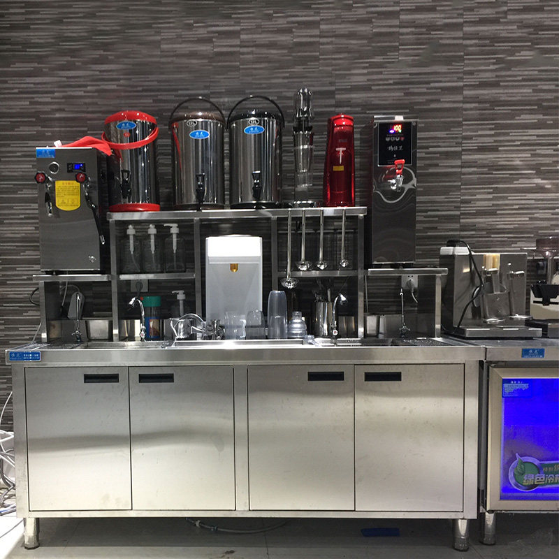 Hengzhi milk tea shop equipment full set of water bar workbench freezer milk tea operation table milk tea machine commercial water bar