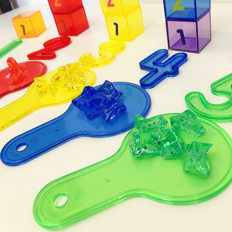 Xueba big bad wolf props big collection early education digital teaching aids rainbow color transparent transparent gem set cup