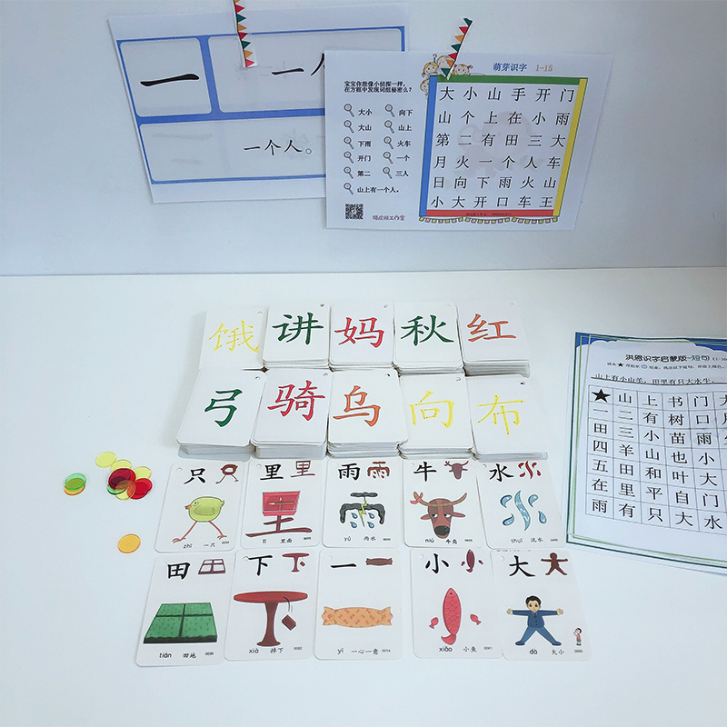 School Bully Grey Wolf Toddler Child Chinese Character Card of Chinese Character Card Wallchart Cards with Early Teaching Enlightenment Early Teaching Aids 500 Words