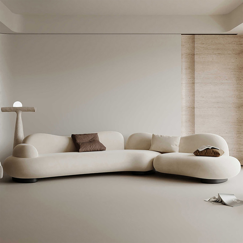 Italian Minimalist Fabric Sofa, Curved Living Room, Large Villa, Designer Special-Shaped Corner Sea Salt Sofa, Original Design