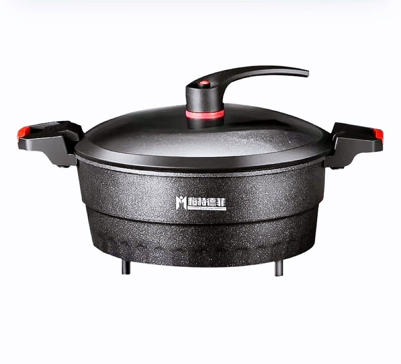 Mette Deffey Non-Stick Electric Frying Pan, Multifunctional All-In-One Micro-Pressure Cooker, Marble Stone Steaming and Cooking Pot, Similar to Kuaishou Model