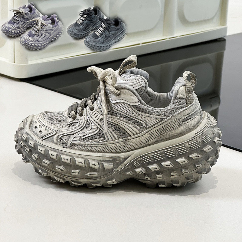 【High-End Version】Paris Dad-Style Children's Trendy Shoes with Durian Sole, Thick Tire Sole, Distressed Look, Boys' Dirty Shoes, Girls' Height-Increasing Shoes