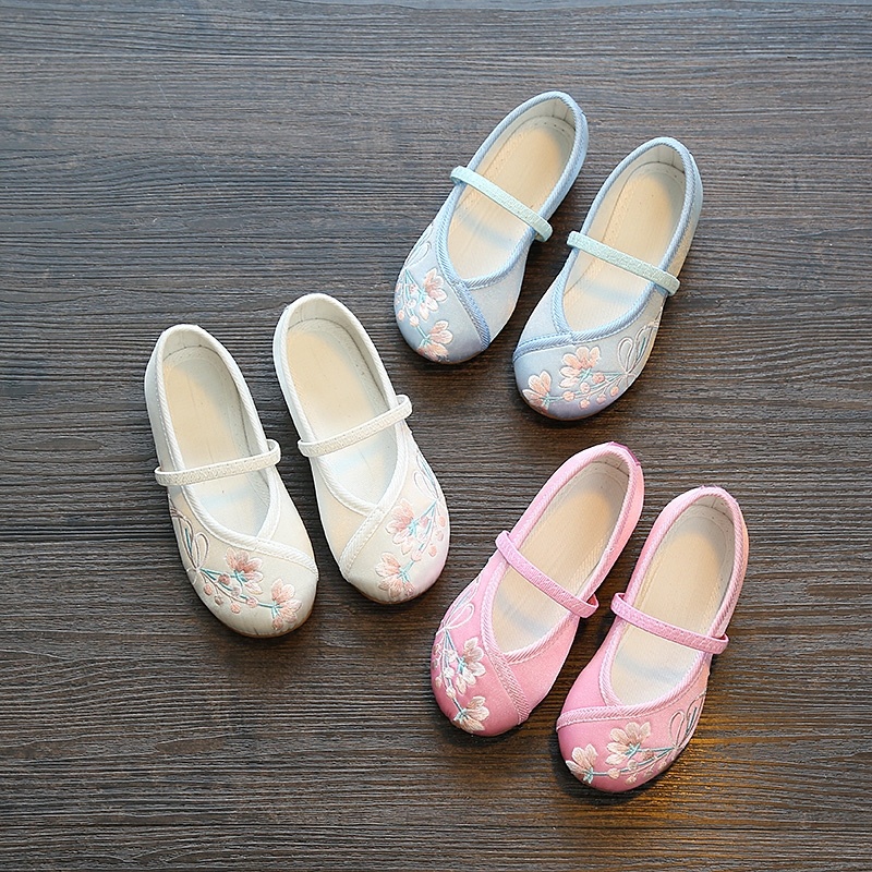 Hanfu shoes girls embroidered shoes old Beijing children's handmade cloth shoes ethnic style costume student shoes baby Chinese style