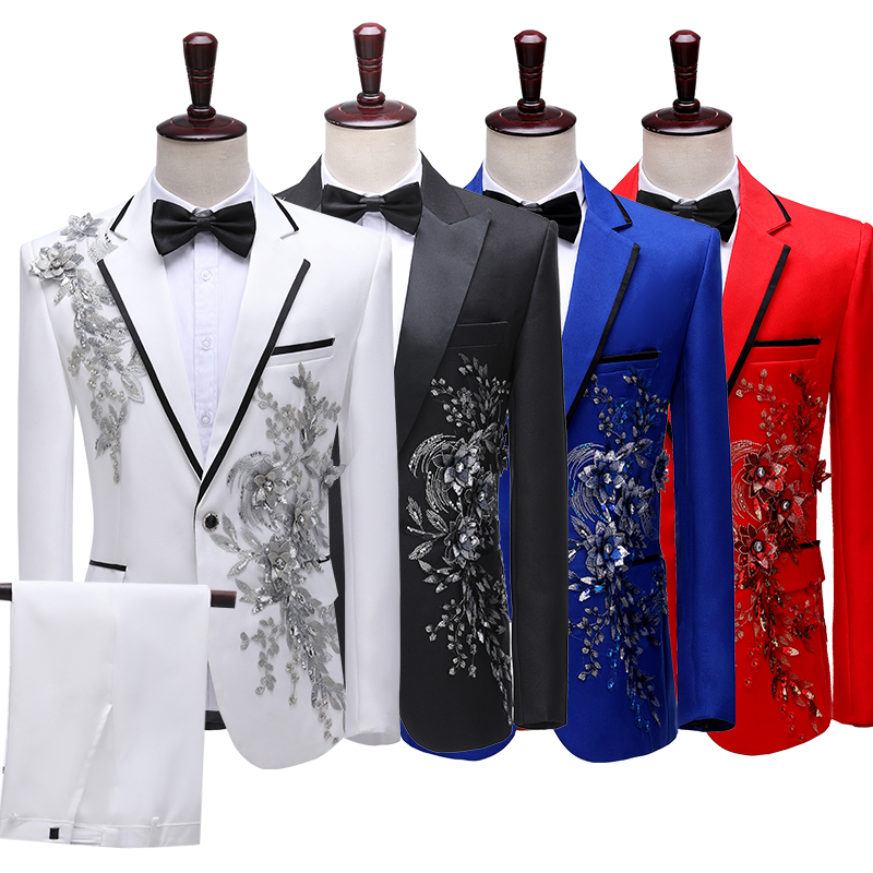 Choir Performance Suit, Suit Set, Singer Host Performance Exam Attire, Men's Adult Suit, Handsome Young Men's Formal Wear