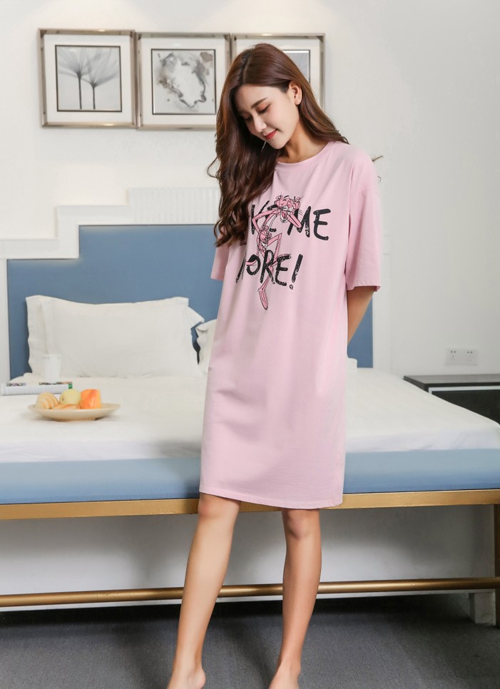 Bộ đồ ngủ nữ mùa hè cotton ngắn tay Hàn Quốc Sinh viên tươi dễ thương Meng Leopard Loose Phụ nữ mang thai có thể mặc váy ngủ phụ nữ mùa hè váy ngủ lụa cao cấp