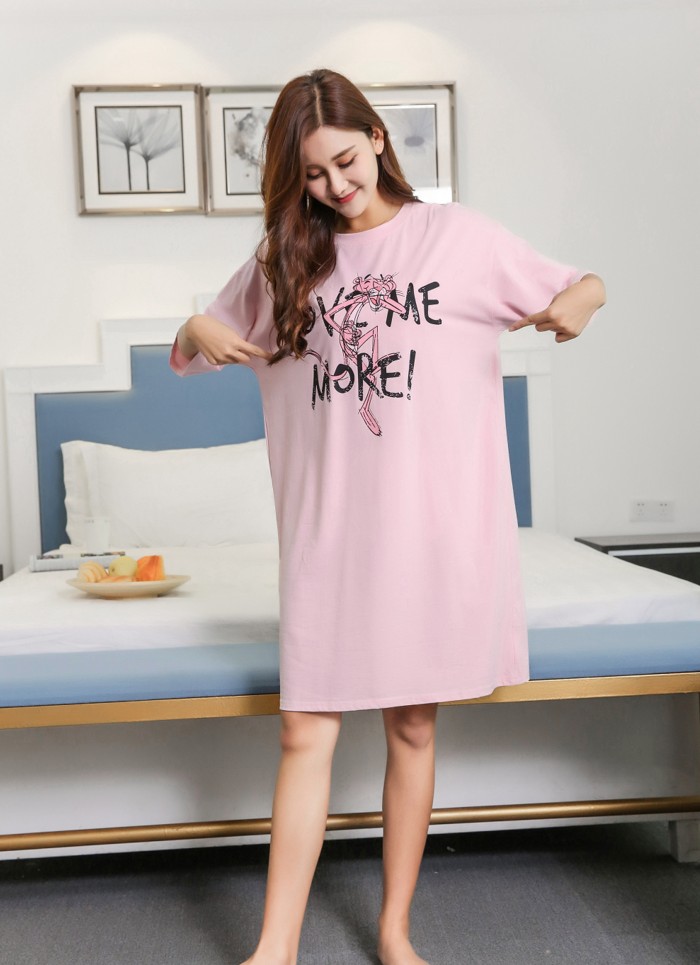 Bộ đồ ngủ nữ mùa hè cotton ngắn tay Hàn Quốc Sinh viên tươi dễ thương Meng Leopard Loose Phụ nữ mang thai có thể mặc váy ngủ phụ nữ mùa hè váy ngủ lụa cao cấp
